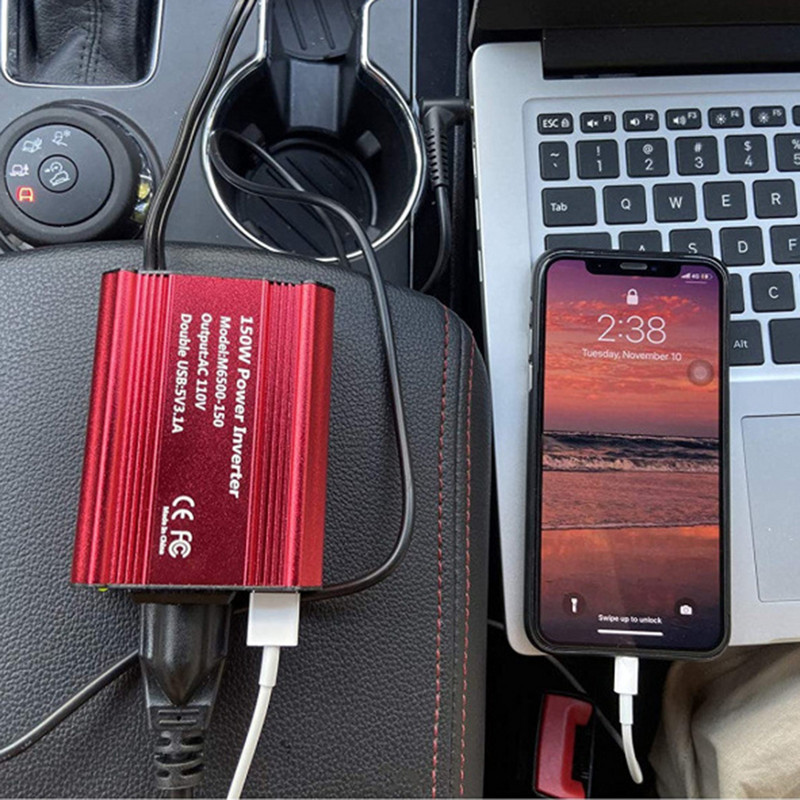 150W auto punjač pretvarač adapter mali prijenosni 12V 110V/220V čisti sinusni inverter s ventilatorom za hlađenje EU US utičnica