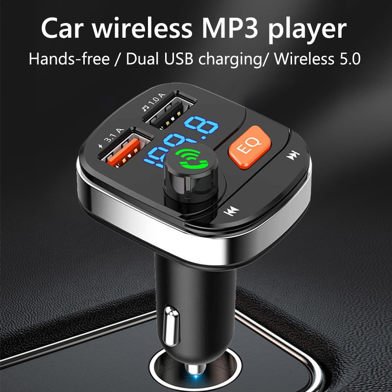 JaJaBor Transmițător FM Modulator Muzică stereo Mp3 Player EQ Bass Dual USB Încărcare rapidă Încărcător mașină Bluetooth Set auto Mâini libere