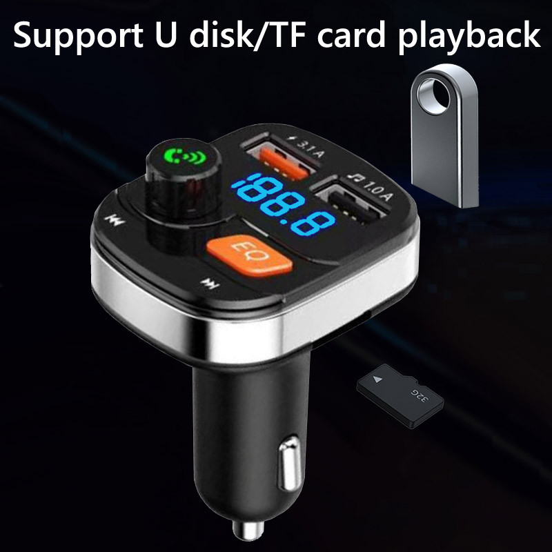 JaJaBor Transmițător FM Modulator Muzică stereo Mp3 Player EQ Bass Dual USB Încărcare rapidă Încărcător mașină Bluetooth Set auto Mâini libere