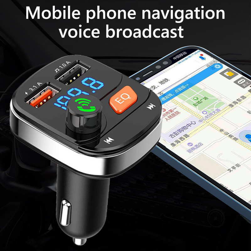JaJaBor Transmițător FM Modulator Muzică stereo Mp3 Player EQ Bass Dual USB Încărcare rapidă Încărcător mașină Bluetooth Set auto Mâini libere