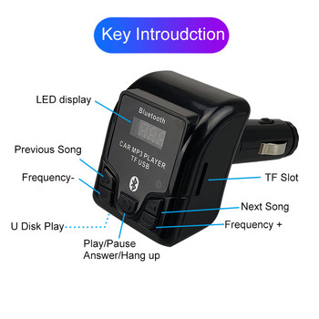 JINSERTA Bluetooth FM трансмитер MP3 плейър за кола Поддръжка на разговори със свободни ръце USB Flash TF Micro SD Аудио Музика MP3 плейъри