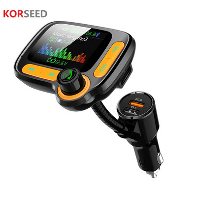 FM raidītājs 1,8 collu krāsu ekrāna AUX modulators Bluetooth 5.0 bezvadu MP3 radio adapteris Automašīnas piederumi QC 3.0 ātrais lādētājs