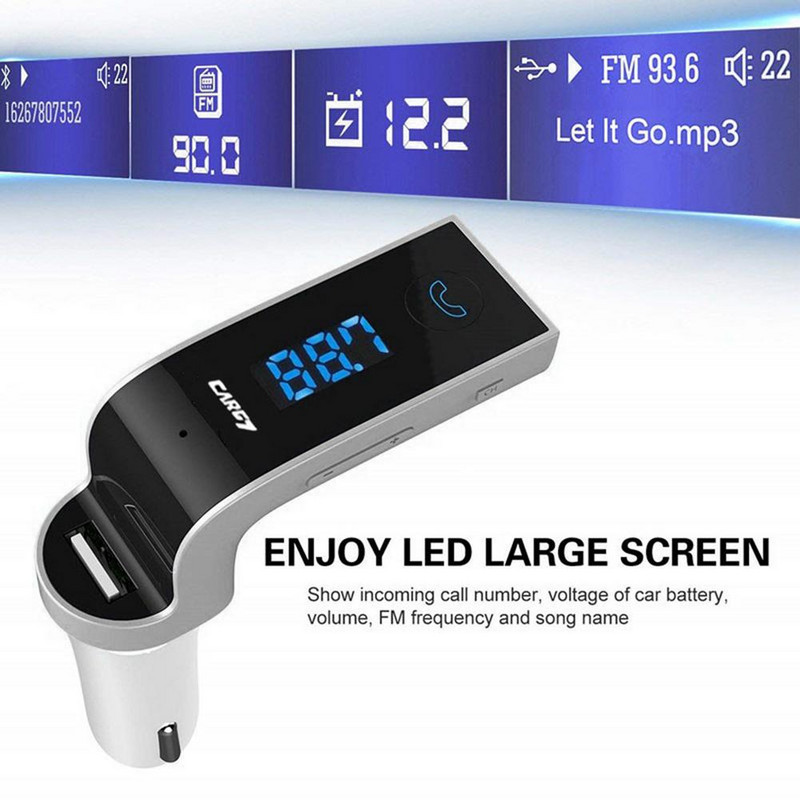 G7 Car Wireless Bluetooth Call Hands-free MP3 Music Player Transmițător FM Port USB Display digital LED Kit auto multifuncțional