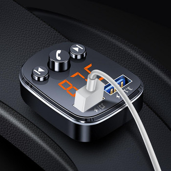 Bluetooth версия 5.0 FM предавател Комплект плейър за кола Карта Зарядно за кола Бързо с QC3.0 Двоен USB волтметър 50w Fm предавател