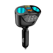 Bluetooth 5.0 Αναπτήρας FM Πομπός 12V Socket Splitter Μετασχηματιστής ρεύματος 4.8A Διπλός φορτιστής αυτοκινήτου USB με οθόνη τάσης