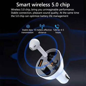 JaJaBor Πομπός FM Κιτ αυτοκινήτου Ακουστικά Bluetooth Handsfree Ακουστικό MP3 Player USB QC3.0 PD Τύπος C Γρήγορη φόρτιση FM Modulator
