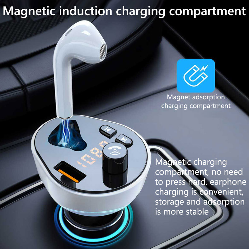 JaJaBor FM-saatja autokomplekt käed-vabad Bluetooth-peakomplekt Kõrvaklappide MP3-mängija USB QC3.0 PD-tüüpi C kiirlaadimine FM-modulaator