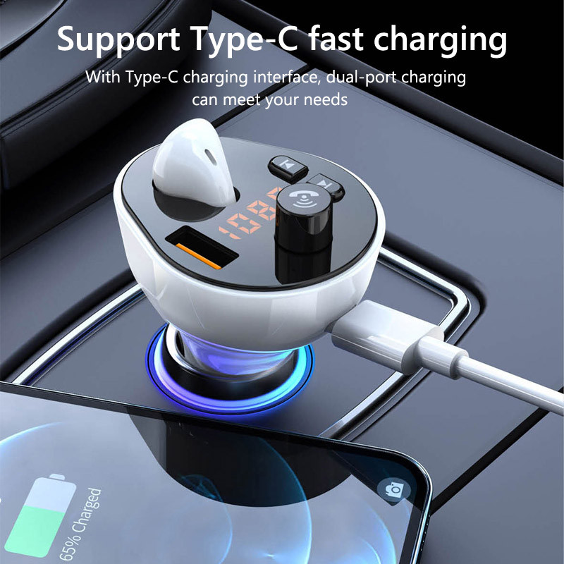 JaJaBor FM-saatja autokomplekt käed-vabad Bluetooth-peakomplekt Kõrvaklappide MP3-mängija USB QC3.0 PD-tüüpi C kiirlaadimine FM-modulaator