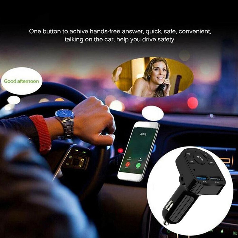 Transmițător FM Bluetooth Kit pentru mașină Transmițător FM LCD cu mâini libere Încărcător auto USB dublu 2.1A Muzică MP3 Card TF U Disk Player AUX