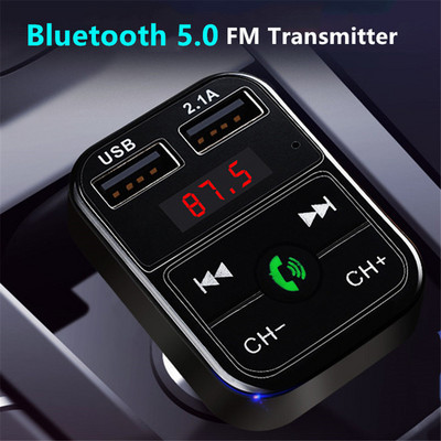 2022. aasta FM-saatja Bluetooth-vabakäeseade MP3-helimuusikamängija kahe USB-raadiomodulaatoriga autokomplekt 2.1A laadija