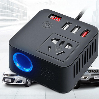 1PCS Автомобилен инвертор 12V 24V до 220V Универсални гнезда за LED дисплей Преобразувател на мощност Инвертор с USB зарядно Бързо зареждане
