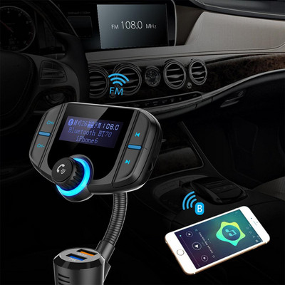 Bt70 Transmițător FM compatibil Bluetooth pentru mașină Apel Mp3 Player Mâini libere Carte USB duală Încărcător Brichetă Accesorii auto