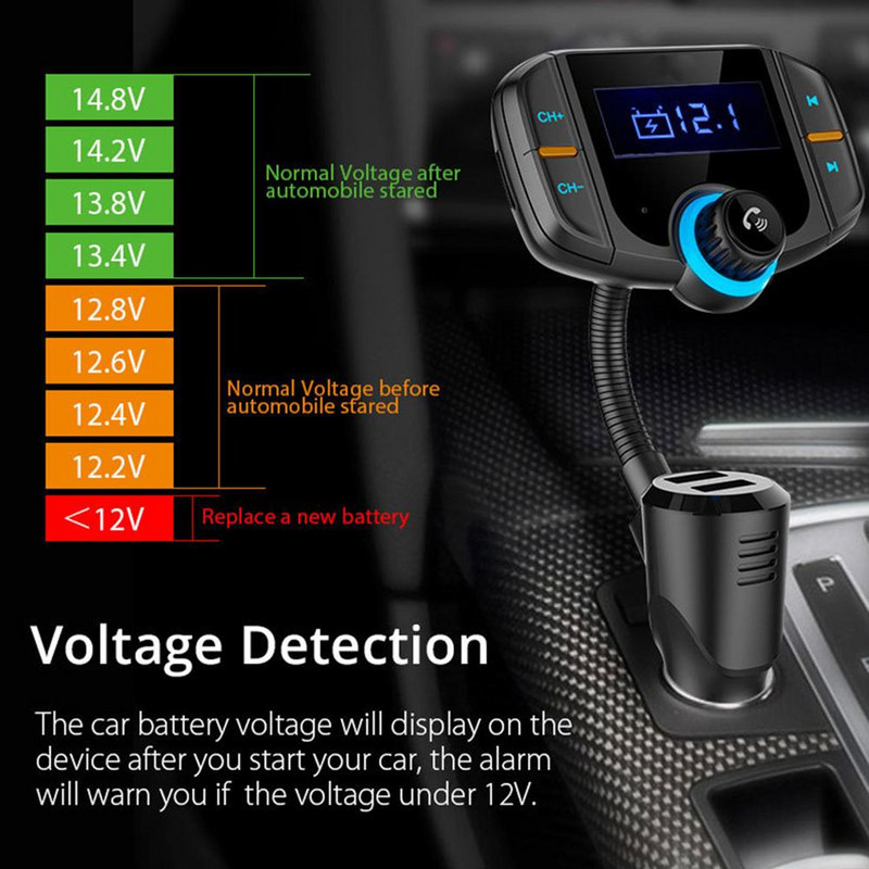 Bt70 Transmițător FM compatibil Bluetooth pentru mașină Apel Mp3 Player Mâini libere Carte USB duală Încărcător Brichetă Accesorii auto