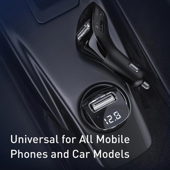 Αυτοκίνητο Bluetooth 5.0 FM πομπός Ασύρματο Aux Handsfree Δέκτης ήχου Αυτόματη συσκευή αναπαραγωγής MP3 Διπλός γρήγορος φορτιστής USB Αξεσουάρ αυτοκινήτου