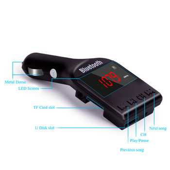 JINSERTA Bluetooth Car Kit Συσκευή αναπαραγωγής MP3 Πομπός FM Handsfree ασύρματος διαμορφωτής FM Υποστήριξη αναπαραγωγής μουσικής TF Micro SD USB