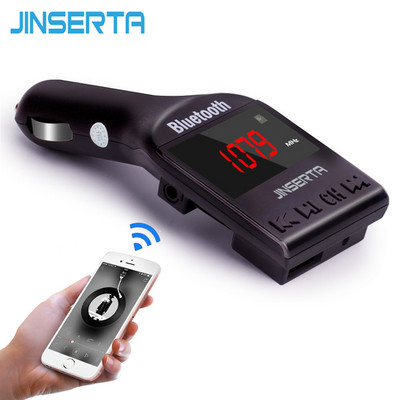 JINSERTA Bluetooth Car Kit MP3 плейър FM трансмитер Handsfree Безжичен FM модулатор Поддръжка TF Micro SD USB възпроизвеждане на музика