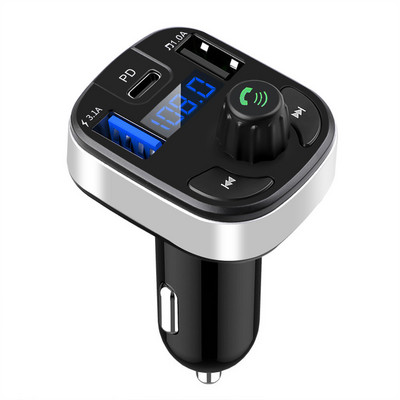 Transmițător FM pentru mașină USB dublu PD tip C Încărcare rapidă Bluetooth 5.0 Kit Mâini libere pentru mașină Modulator audio MP3 Player Suport card TF