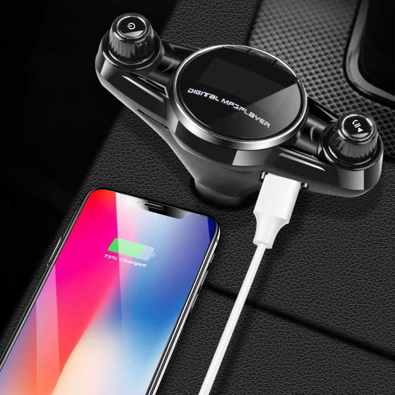 JINSERTA 2021 FM πομπός Ασύρματο Bluetooth 5.0 Συσκευή αναπαραγωγής MP3 αυτοκινήτου Δέκτης ήχου AUX TF Συσκευές αναπαραγωγής μουσικής USB Φορτιστής USB