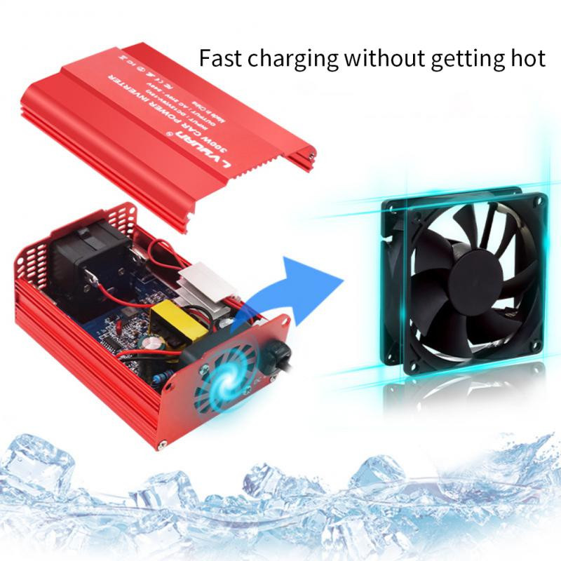 Μετατροπέας τροφοδοσίας αυτοκινήτου 300W DC 12V σε AC 110V 220V Μετατροπέας προσαρμογέα αυτοκινήτου διπλού USB Μετατροπέας αυτόματου φορτιστή Τροποποιημένο ημιτονοειδές κύμα πρίζα ΕΕ ΗΠΑ