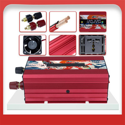 Autoinverter 3000W toiteinverter DC12V/24V to AC 110V/220V auto pingemuundur USB laadijaga telefoni tahvelarvutile 50Hz/60Hz