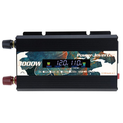 Invertor de mașină 3000W Invertor de putere DC12V/24V la AC 110V/220V Convertor de tensiune pentru mașină cu încărcător USB pentru telefon tabletă 50Hz/60Hz