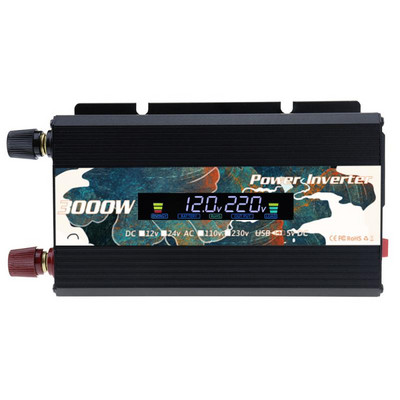 Invertor de mașină 3000W Invertor de putere DC12V/24V la AC 110V/220V Convertor de tensiune pentru mașină cu încărcător USB pentru telefon tabletă 50Hz/60Hz