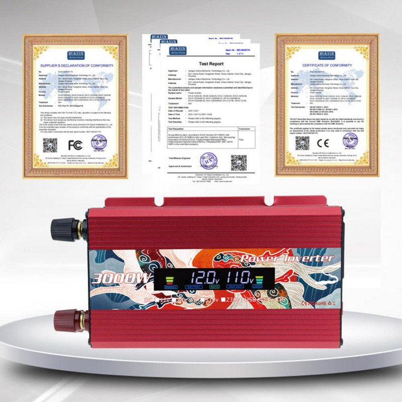 Invertor de mașină 3000W Invertor de putere DC12V/24V la AC 110V/220V Convertor de tensiune pentru mașină cu încărcător USB pentru telefon tabletă 50Hz/60Hz