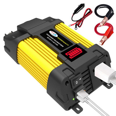 DC12V AC 220V/110V auto toiteinverter LED-ekraan tipp 6000W/4000W 300W/500W toite vahelduvvoolu väljund USB-pordid autoadapter