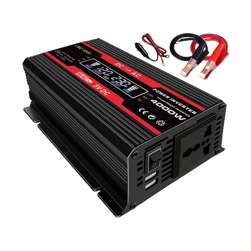DC12V AC 220V/110V auto toiteinverter LED-ekraan tipp 6000W/4000W 300W/500W toite vahelduvvoolu väljund USB-pordid autoadapter