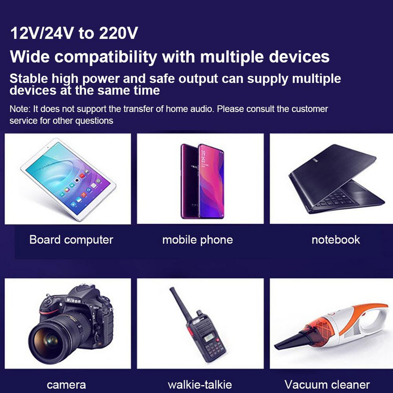 1500W Invertor de putere pentru mașină Priză de încărcare USB Convertor 12V 24V la 220V Încărcător auto Convertor Adaptor Priză Invertoare automate