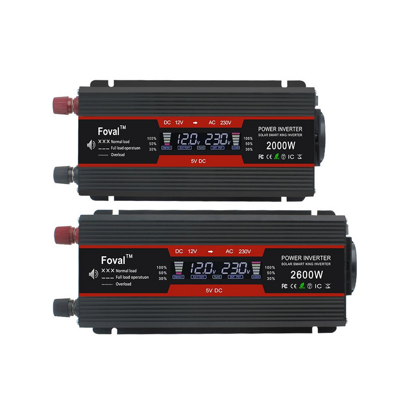 2600 W pingemuundur, kaasaskantav digitaalse ekraaniga auto inverter-trafo suure võimsusega väljundpuhas siinuslaine muundur