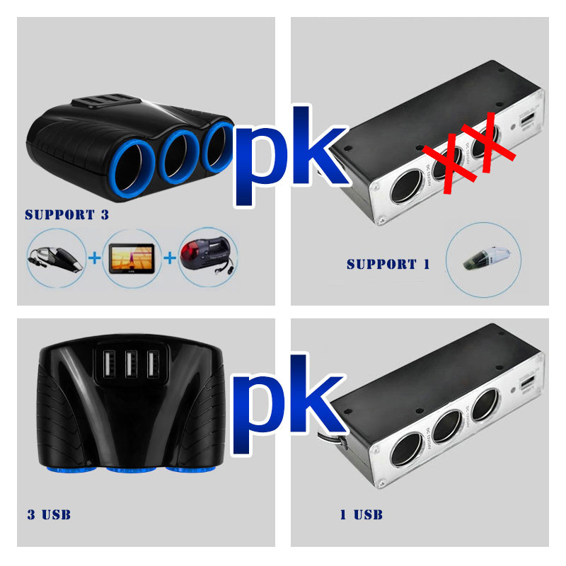 XhaoR 3.1A 12V automašīnas lādētājs 3 vienā cigarešu šķiltavas sadalītāja barošanas adapteris USB automašīnas lādētāja ligzda iPhone IPad tālrunim DVR GPS