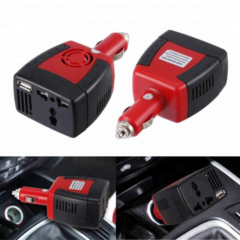 Invertoare pentru mașină 150W Invertor de putere pentru mașină DC 12V la AC 220V/110Vcu porturi USB 2.1/1.5A Încărcător Splitter Accesorii auto