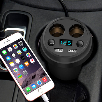 Φορτιστής αυτοκινήτου 3,1 Α Πολυλειτουργική οθόνη Τάση 2 USB Car - DC Power Adapter Plug Cup αναπτήρα τσιγάρων για DVR GPS