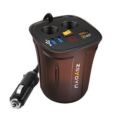 3,1 A puodelio automobilinis įkroviklis Daugiafunkcis ekrano įtampa 2 USB automobilinis nuolatinės srovės adapteris, kištukas puodelis cigarečių žiebtuvėlio skirstytuvas, skirtas GPS DVR