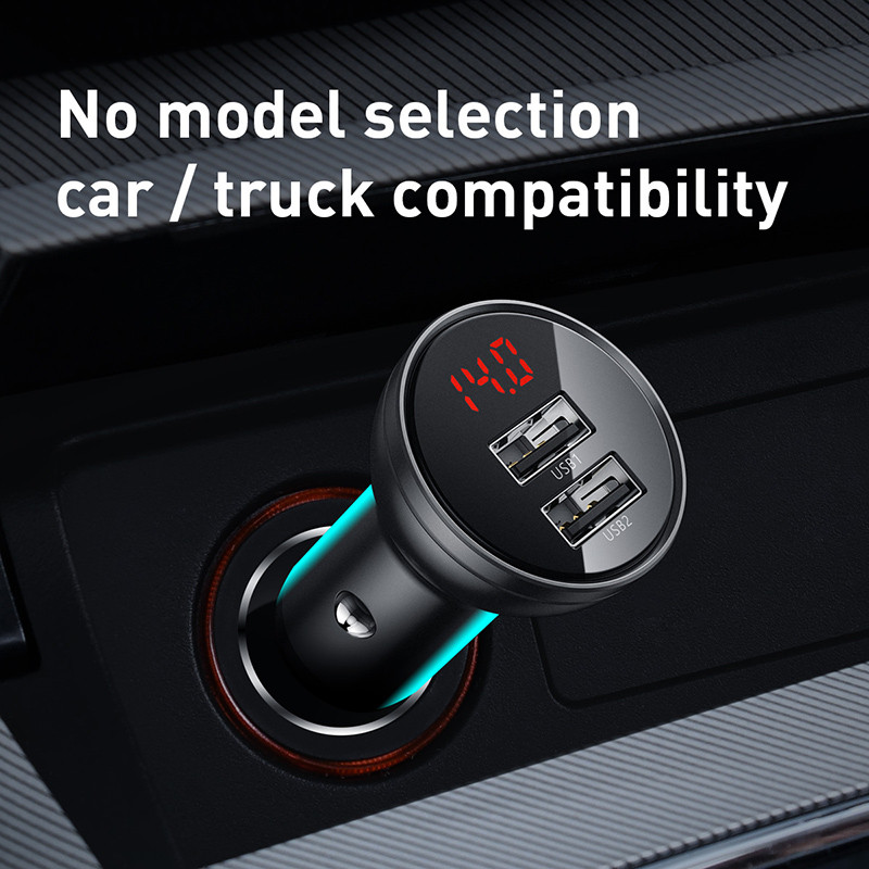 Baseus Dual USB autolaadija 4.8A 24W kiirlaadimine 2-porti USB telefoni automaatlaadija adapter mobiiltelefoni tahvelarvuti autolaadimiseks