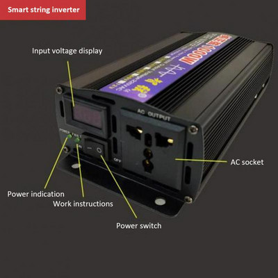 Inverter čistog sinusnog vala 2000W 3000W 4000W Napajanje DC 12V 24V u AC 220V Napon 50/60HZ Pretvarač Solarni automobilski pretvarači s LED displejom