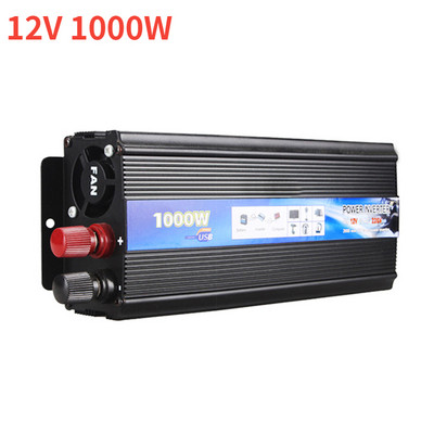 2000W autoinverter 12v 220v toiteinverter DC-AC 12V kuni 220V autopingemuundur koos USB-autolaadijaga telefoni tahvelarvuti jaoks