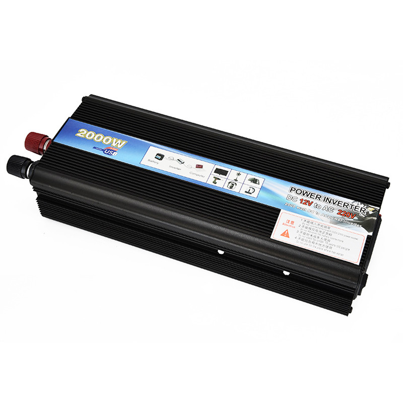 2000W autoinverter 12v 220v toiteinverter DC-AC 12V kuni 220V autopingemuundur koos USB-autolaadijaga telefoni tahvelarvuti jaoks