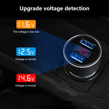 Универсално зарядно за кола USB превозно средство DC12V-24V 5V 3.1A Двойно USB зарядно устройство 2 порта Захранващ адаптер с дисплей за напрежение Високо качество