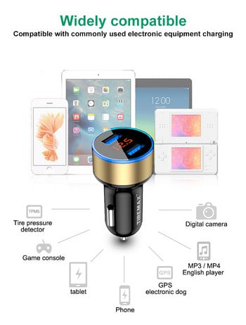 Универсално зарядно за кола USB превозно средство DC12V-24V 5V 3.1A Двойно USB зарядно устройство 2 порта Захранващ адаптер с дисплей за напрежение Високо качество