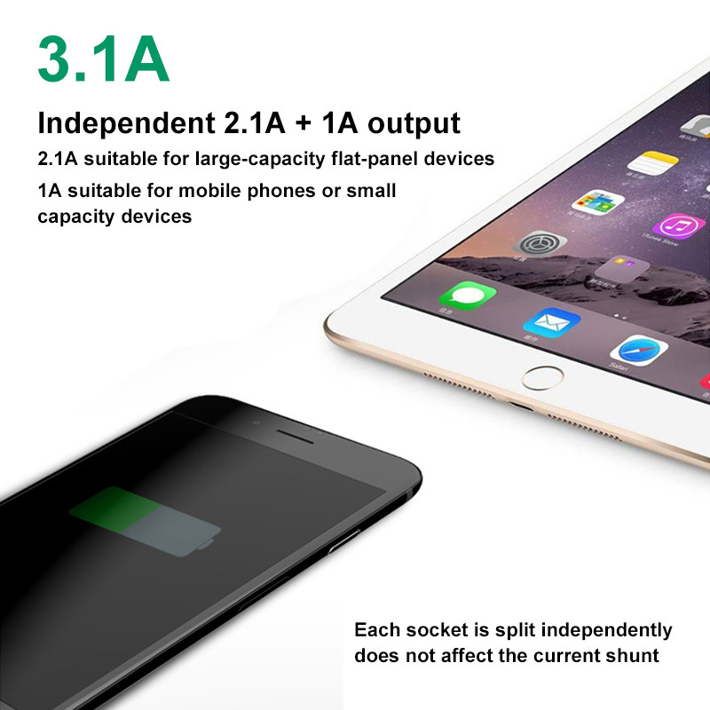 Încărcător universal pentru mașină USB Vehicul DC12V-24V 5V 3.1A Încărcător USB dublu Adaptor de alimentare cu 2 porturi cu afișaj de tensiune de înaltă calitate