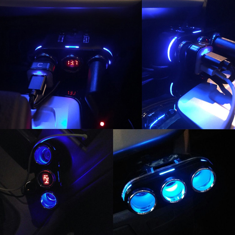 Splitter auto 12V-24V Priză brichetă Adaptor încărcător USB dublu 1A+2.1A Detectare tensiune pentru bmw peugeot passat