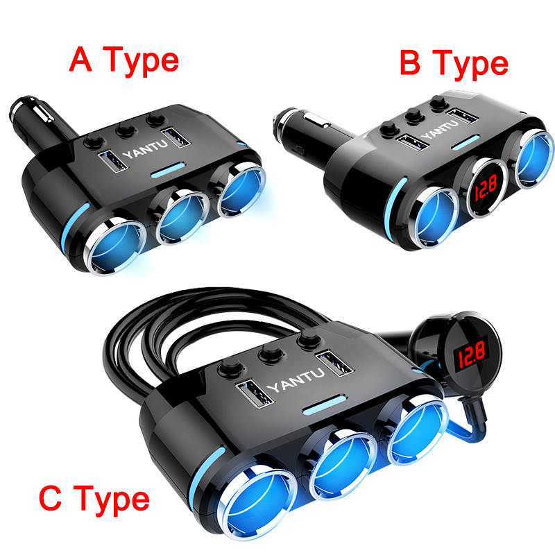 Splitter auto 12V-24V Priză brichetă Adaptor încărcător USB dublu 1A+2.1A Detectare tensiune pentru bmw peugeot passat