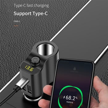 80w 5v 3.1a Φορτιστής αυτοκινήτου Διπλός προσαρμογέας ρεύματος U+type-c Διαχωριστής αναπτήρα τσιγάρων για iphone Huawei Samsung Xiaomi Φορτιστής αυτοκινήτου