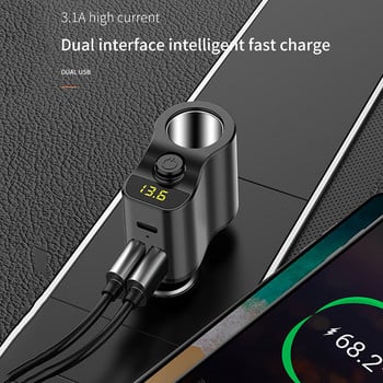 80w 5v 3.1a Бързо зарядно за кола Dual U+type-c Захранващ адаптер Сплитер за запалка за iphone Huawei Samsung Xiaomi Зарядно за кола