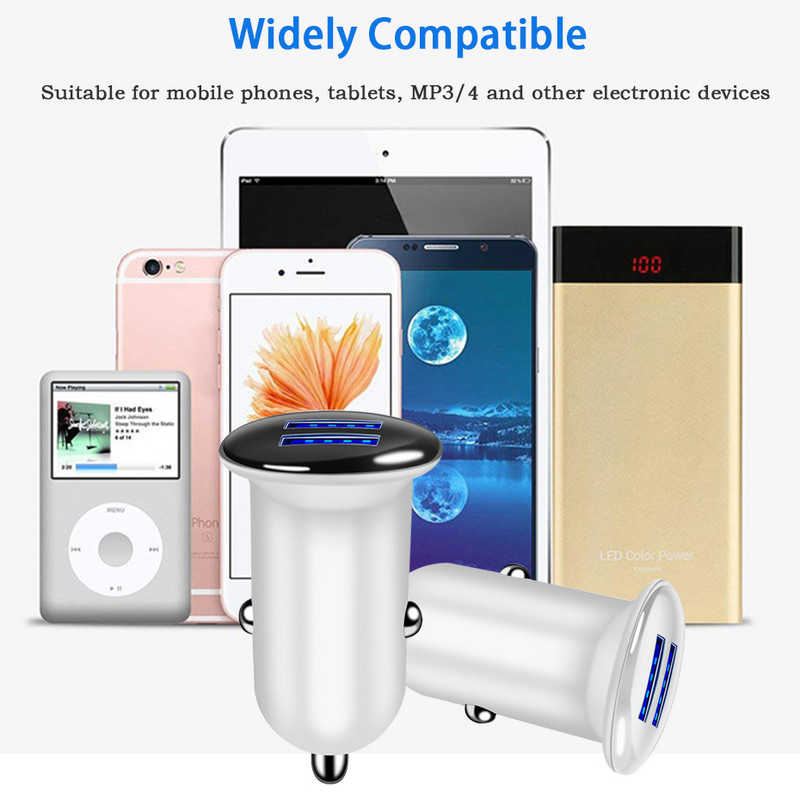 Încărcător auto dublu USB 5V 3.1A max pentru iphone X 8 7 Plus Adaptor universal pentru brichetă auto pentru încărcătoare USB Samsung S7 S6