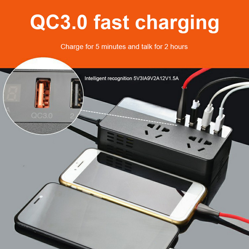 Convertor automat Invertor sinusoid pur 12v 220v Undă sinusoidală LCD Afișaj digital Invertor de putere pentru mașină Convertor Prize Conversie de tensiune