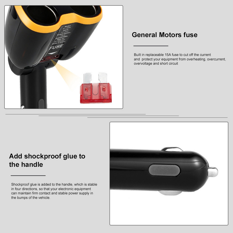 2 prize 12V/24V LED Display Tensiune Brichetă Auto Brichetă Auto Încărcător Splitter 150W Dual USB Port QC3.0