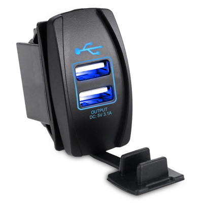 Încărcător auto USB pentru mașină 12V Adaptor priză brichetă pentru motocicletă, camion, barcă, priză marină, încărcător cu priză dublă USB